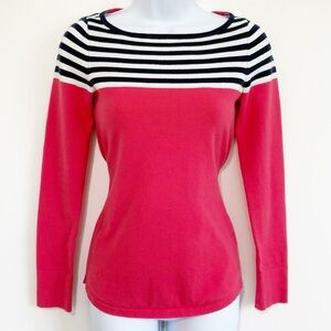 Lilly Pulitzer Long Sleeve Top Coral Pink with Navy and White Stripes Small